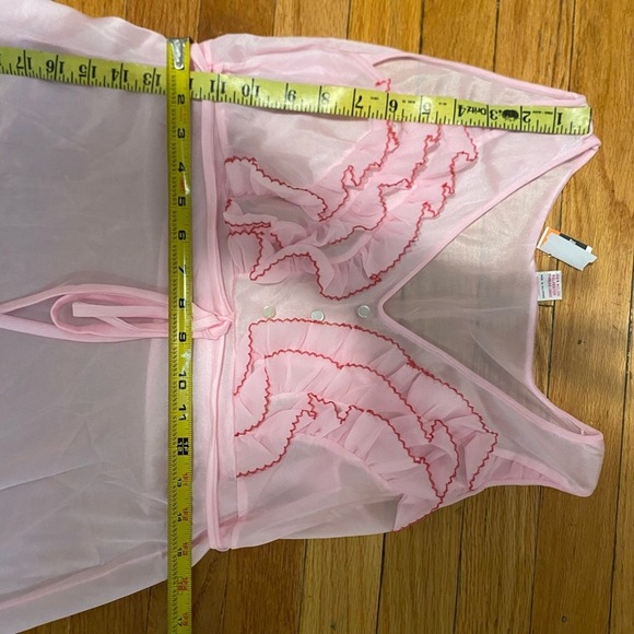 Vintage 50s Empress sheer long Lingerie Dress nightgown ruffle nylon SLIP PINK L - Picture 9 of 11